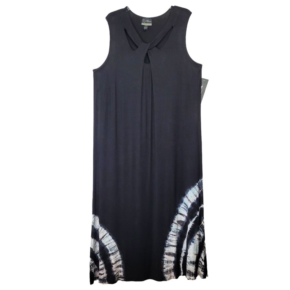 Catherines Maxi Dress Women's Black 18/20 Tie Dye Stretch Beach Boho Vacation